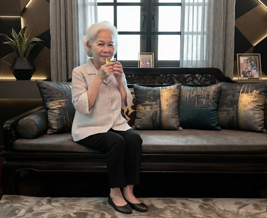 woman smell tea